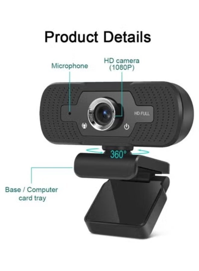 BOAE 1080P Webcam with Microphone, 30 FPS Full HD Web Camera, 2 Mics Streaming Webcam, 360°Rotation Angle 110°View USB Camera for Calls/Conference/Laptop/Computer - Image 5
